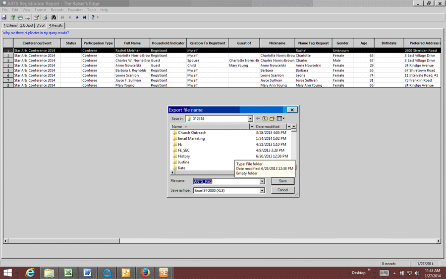 Razor's Edge Export Filename Window